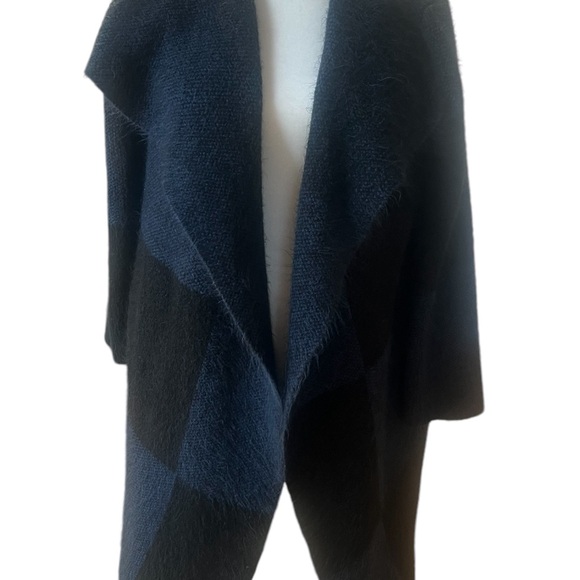 North Style Color Block Long Line Open Front Fuzzy Duster Cardigan Sweater M - Picture 12 of 13